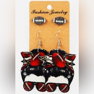 Messy Bun Football Earrings